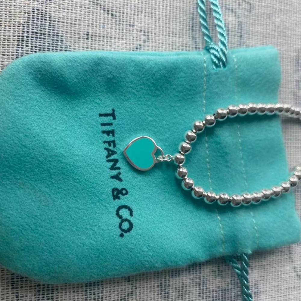 Tiffany & Co. Sterling Silver Heart Pendant Beaded Bracelet - Picture 3 of 5